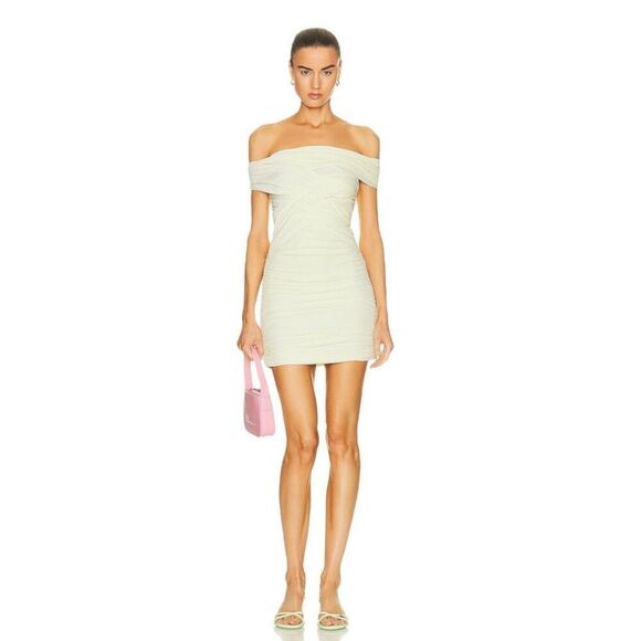 Alexander Wang Interwoven Off Shoulder Mini Dress in Tender Yellow - Picture 1 of 9